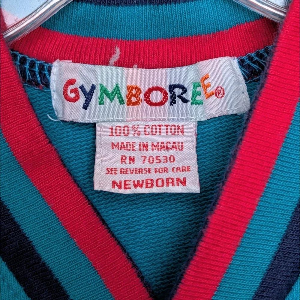 Vintage Gymboree Rainbow Tag Train Applique Cotton Cardigan Sweater Newborn